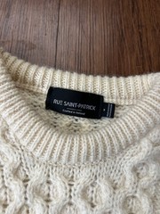 Rue Saint Patrick Sweater Medium Men’s Ivory Cable Knit Pullover Ireland Fisher