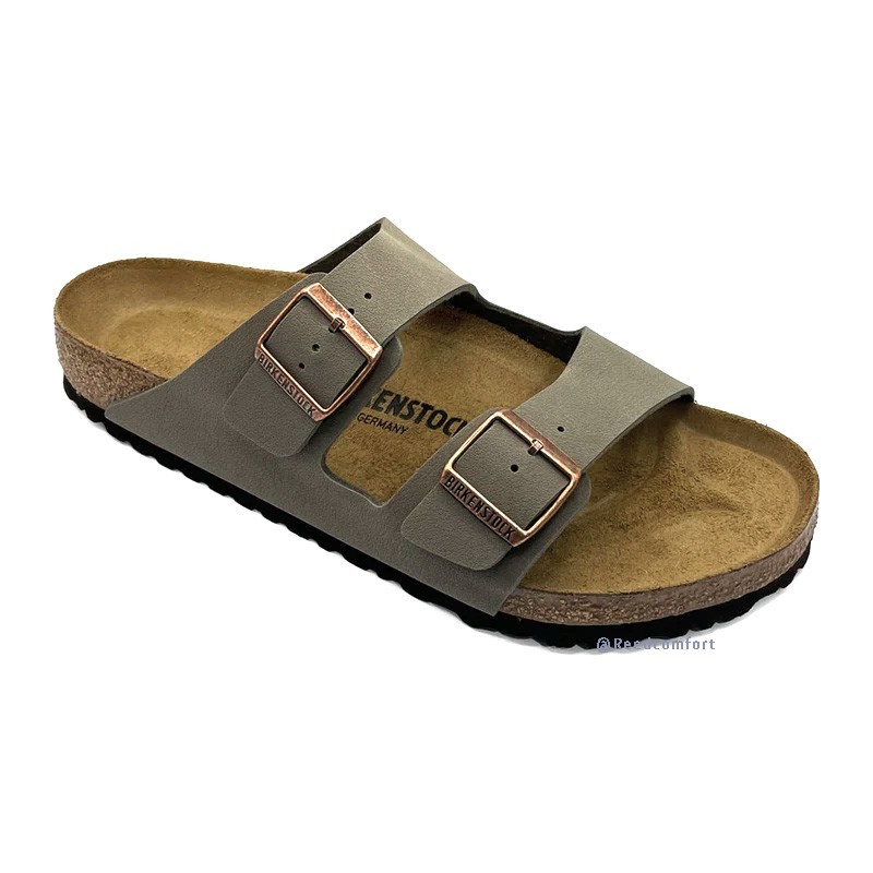 Birkenstock Arizona Stone Leather Sandals Birkibuc Unisex Shoes New w/ Box