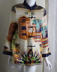 SALAD Sz Runs S M AMAZING EGYPT FACES Woven Jacquard Lined Jacket Blazer