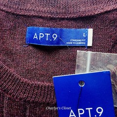 Apt 9 Mens Merino Wool Sweater L NWT Burgundy Crew Neck Casual Basic Layer