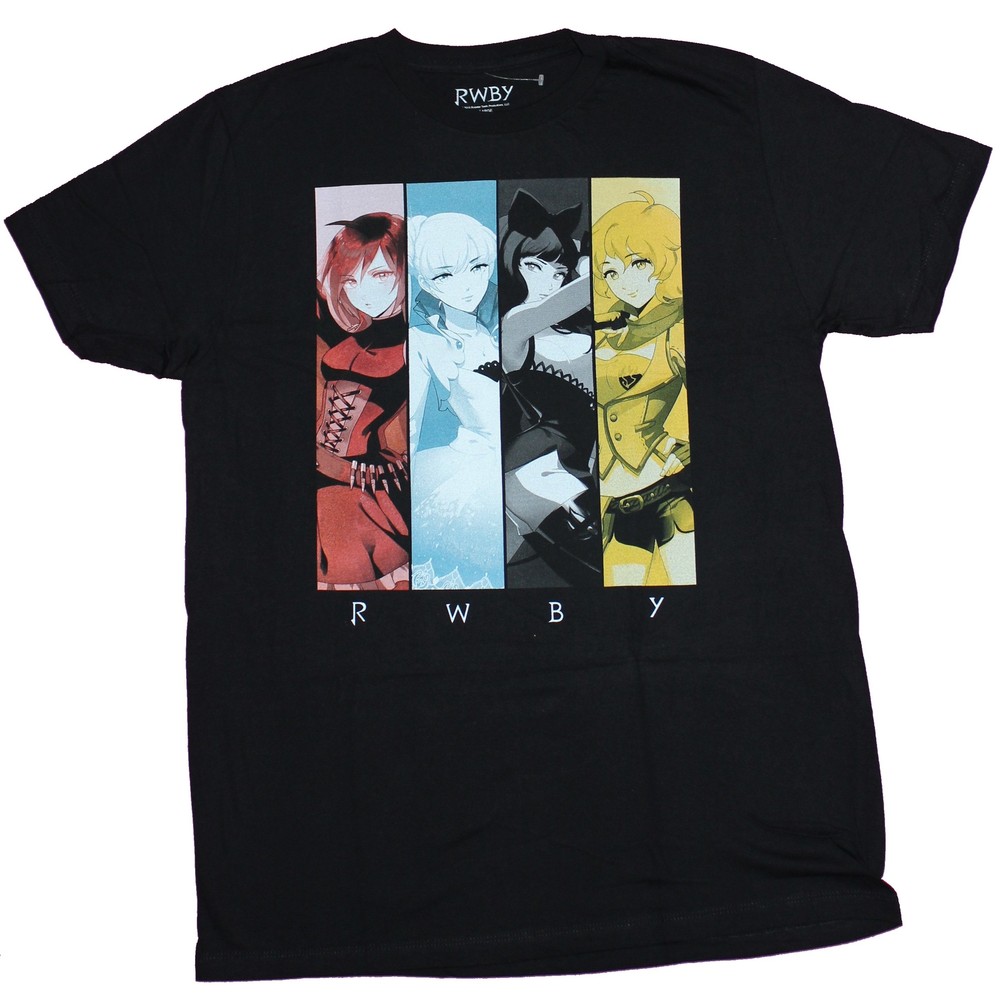 RWBY Mens T-Shirt – Four Colored Character Bars Image