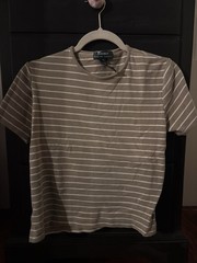 Lauren Ralph Lauren Women’s S Brown/White Striped Crew Neck Short Sleeve Tee
