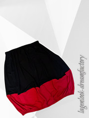 Lagenlook Dream Balloon Skirt Tulip Skirt Black Dark Red 42 44 46 48 50 52