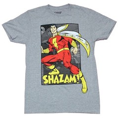 Shazam Mens T-Shirt – Smiling Comic Book Pose