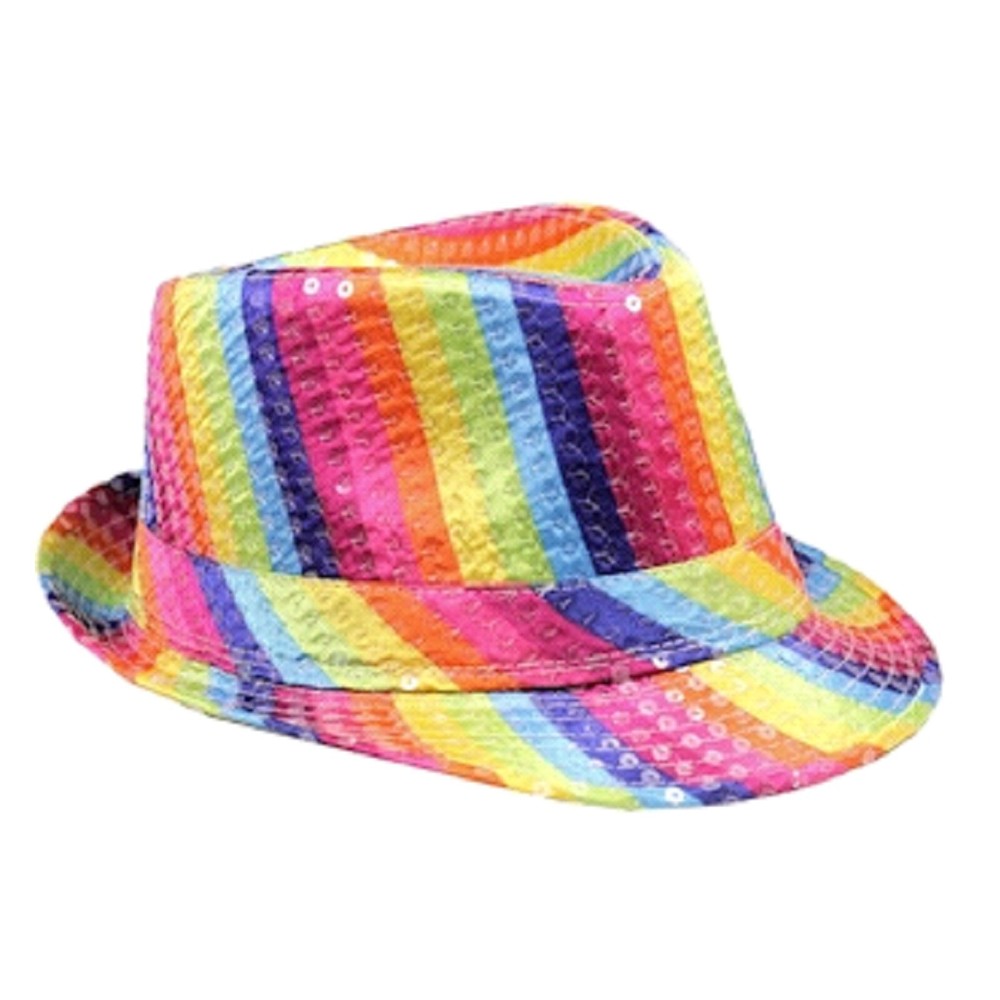 Rainbow Fedora Style Hat with Appliques, Lined, One Size Fits Most – NWT