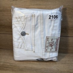 True Religion Flare Capri Jeans Womens 29 Optic White Flap Pockets NWT $159