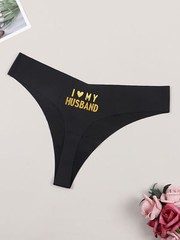 Varsbab Plus Thong I Love My Husband Printed Women’s Underwear 3-Piece Set