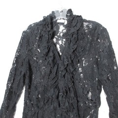 Vintage Spiegel Top Black Lace Ruffle Whimsigoth Goth Victorian Regency Cottage