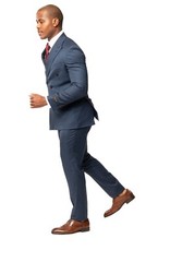 Slim Fit Double Breasted Solid Navy Blue Mens Suit 2 Button Peak Lapel AZAR MAN