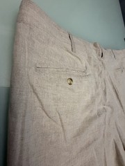 Y2K Eddie Bauer Men’s Linen Cotton Khaki Double Pleated Pants 44×30.75