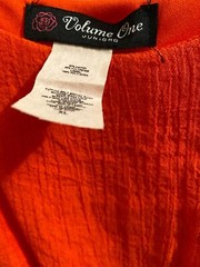 Volume One Juniors Sun Dress /belt size XL Orange cotton, polyester Open In Fron