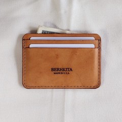 handmade 100% real leather card holder aged natural veg tan