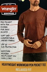 NEW Wrangler Workwear Men’s Hi-Vis Yellow Long Sleeve Pocket T-Shirt Size XL