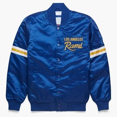 Los Angeles Rams Blue Satin Baseball Jacket Varsity Jacket All Sizes Available