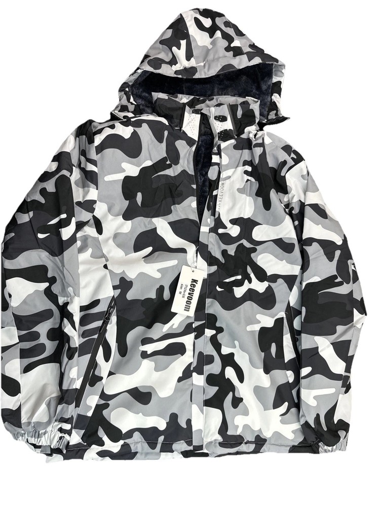Keevoom Men’s Waterproof Ski Jacket Winter Warm Snow Coat Windproof M Camo NWT