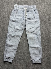 Athleta Cabo Linen Jogger Pants Sz 2 Chambray Blue 100% Linen Coastal Athleisure