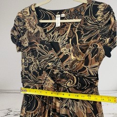Womens Floral Faux Wrap Dress Size Medium Ruched Sleeve Summer Boho Chic