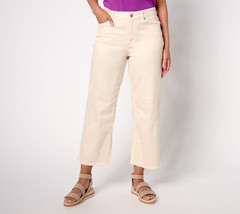 LOGO by Lori Goldstein Regular Wide Leg Crop Jeans Tapioca 6 New