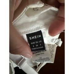 White 3D Floral Bustier Crop Top Rhinestone Detail Size S Shein
