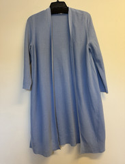 Talbots Blue Solid Knit Open Front Cardigan Sweater 3/4 Sleeve Size M