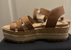 SODA Women’s Natural Leather Platform Sandals Ankle Strap Buckle Size 7