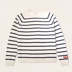 Women Rollneck Striped Pullover Sweater – Parke Navy Blue Striped XXL