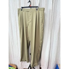 Haggar Mens Pleated Dress Pants Olive Green Cuffed Trousers 38×29 WPL 386