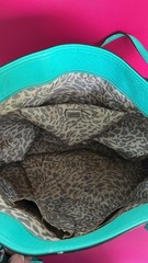 GUESS Turquoise Tote Shoulder Bag Animal Print, Bag Charm, Inner Pockets