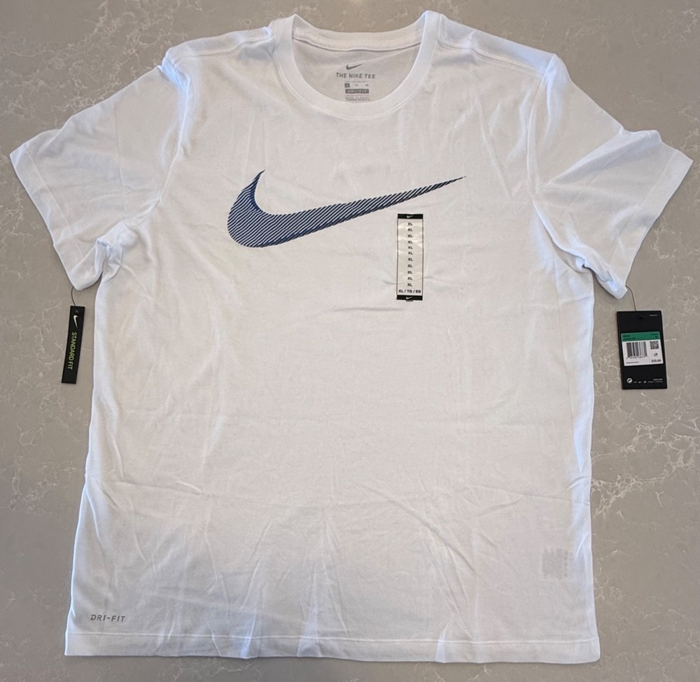 Nike Mens Dri-Fit Training T-Shirt ~ White & Grey ~ Choose Size S, M, L, XL