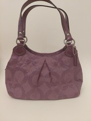 Coach Signature C Purple Jacquard Shoulder Bag Pleated Hobo Satchel 42949