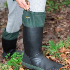 HISEA Men Rubber Rain Boots Gaiter Collar w/Drawstring Waterproof Tall Work Boot