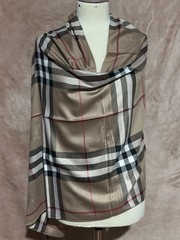 Authentic Burberry Scarf Wrap Stole Shawl 65% Cashmere 35% Silk Multicolor Used