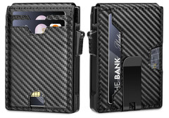 Men’s Slim PopUp Bifold Carbon Fiber Wallet, RFID Blocking, Money Clip, Men Gift