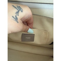 Fendi Kan I Scalloped Embroidered Leather Shoulder Bag White Multi-Color Studded