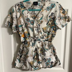 Baby Phat Floral Wrap Top – White and Green
