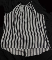 LOFT Black White Striped Halter Neck Sleeveless Woven Pullover Tank Top S