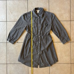 Charlotte Russe Denim Shirt Dress Womens L Large Gray Chambray Cinch Waist