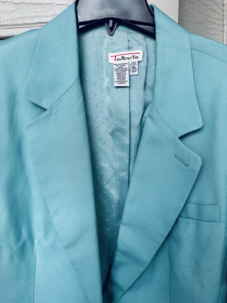 NWOT Talbots Viscose Rayon Silky Academia Preppy Blazer Blue Women’s 16