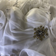 Terani P717 10 White Strapless Prom Quinceañera Gown Dress Foral Appliqués New.