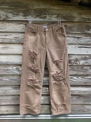 Forever 21 Tan Boyfriend Distressed Wide Leg Jeans Women’s Size 29.