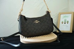New COACH CA548 Women’s Teri Shoulder Bag In Signature Canvas Gold/Brown Black