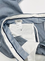 Alfani Men’s Slim-Fit Seersucker Check Suit Separate Pants Blue White 32×32