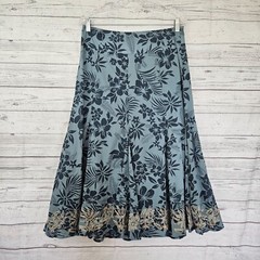 Isabella Bird Womens Skirt Sz 8 Bluse Beige Floral Embroidered Cottton Side Zip