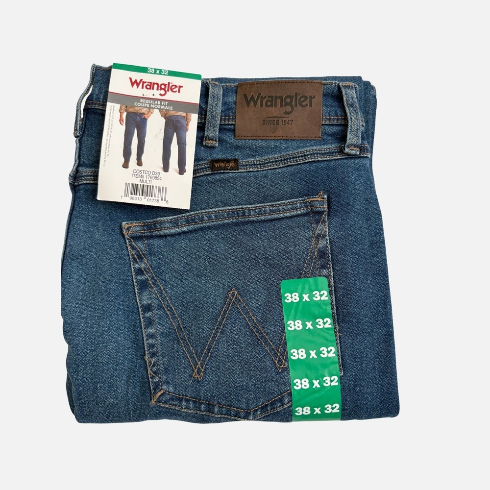 Wrangler Men’s Jeans Cotton Blue Regular Fit Straight Size W38 L32 New