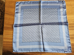 Brioni Silk Pocket Square Blue and Black Medallion Made in Italy Luxury