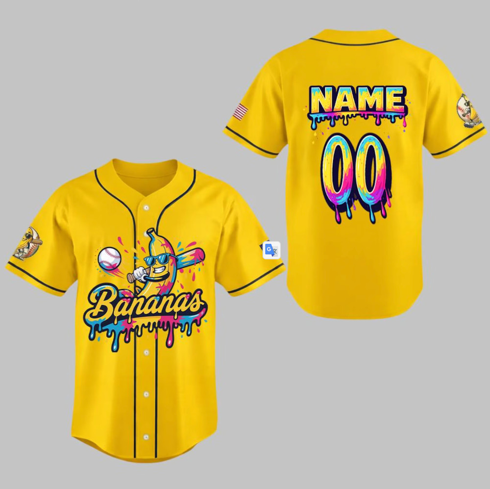 Bananas Team Baseball Jersey, Funny Bananas Jersey, Let’s Go Bananas, Kid Size