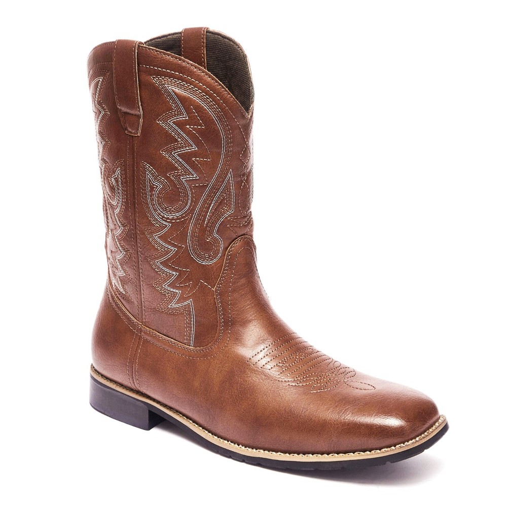 Brown Men’s Cowboy Western Embroidered Square Toe Boots