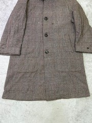 Warmth Worsted Twist Wool Check Overcoat Coat 38R