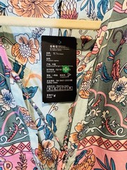 R.Vivimos Women Size XL Long Sleeve Green Pink Floral V Neck Boho Dress NWT