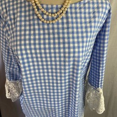 Liz Claiborne plaid & Lace blouse